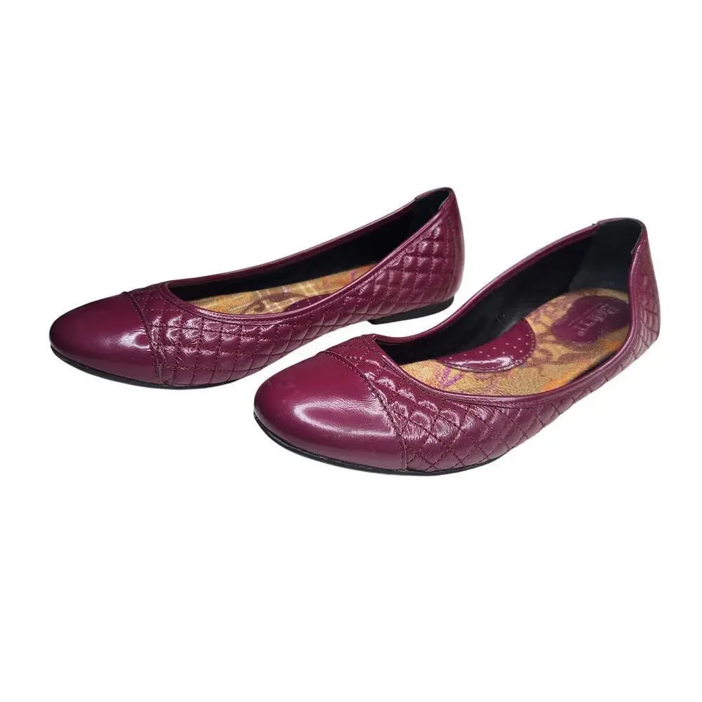 Born Quilted Leather Ballet Flats Burgundy Brick Red Comfort Slip On 9